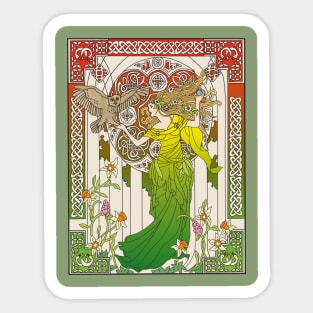 Celtic Woman (cream on green) Sticker